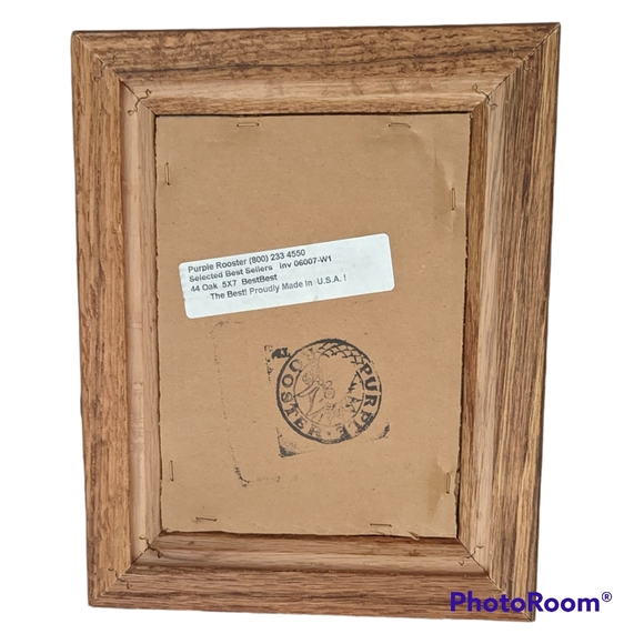 Vintage Botanical Print Oak Wood Frame  Dark Red Oval Matting 5 x 7 - Picture 2 of 4